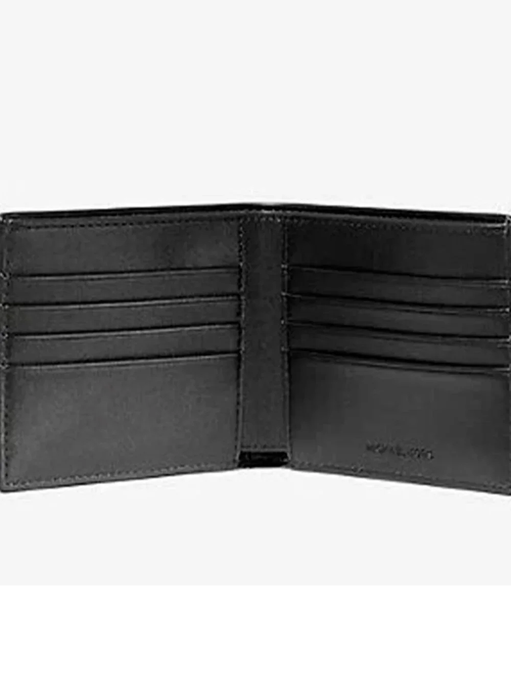 S Michael Kors Cooper Billfold Black Leather Red Logo 36H9LCOF1L NWT $148